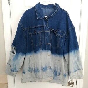 Shein Dip Dyed Denim Jacket in Bleach